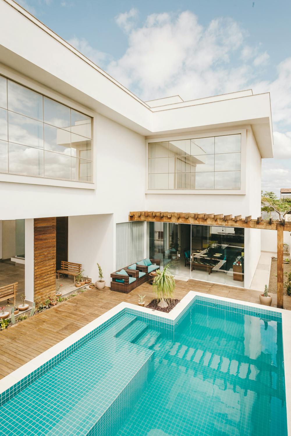 Luxury property with swimming pool and modern architecture